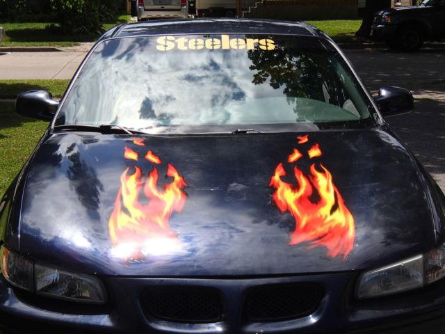 full color fire flames vinyl graphics on car hood